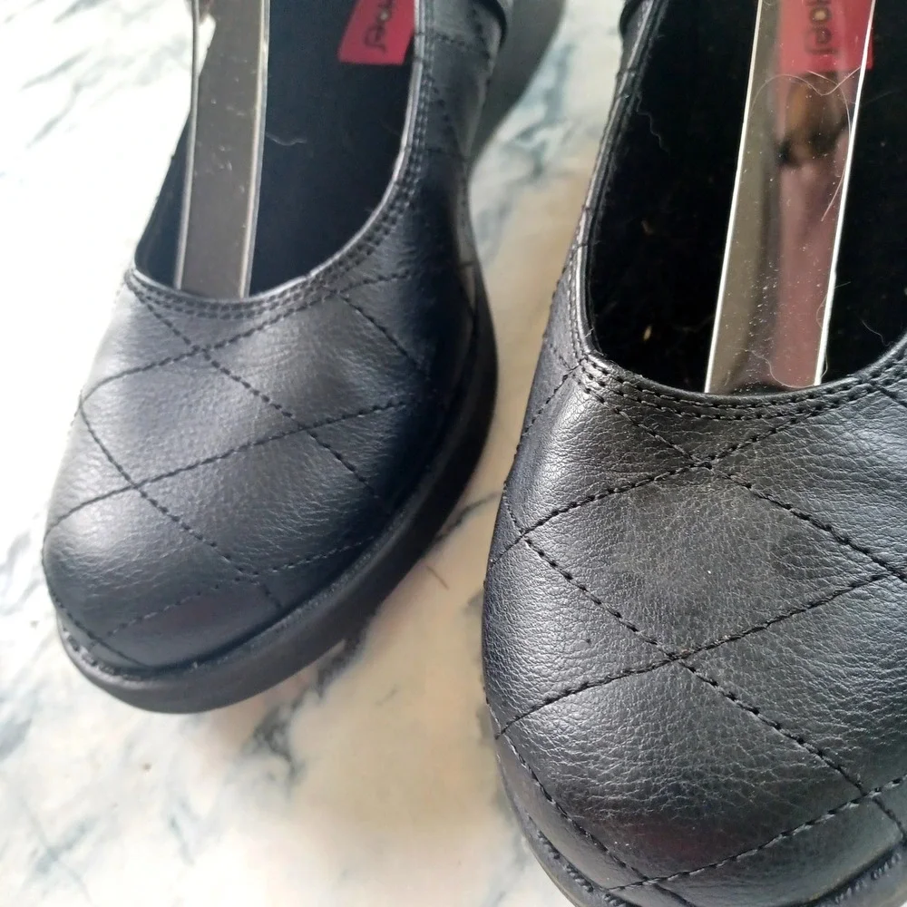 Rachel Shoes Mary Jane Girls Size 4 Black Quilted Buckle Strap Dress‎ Shoes